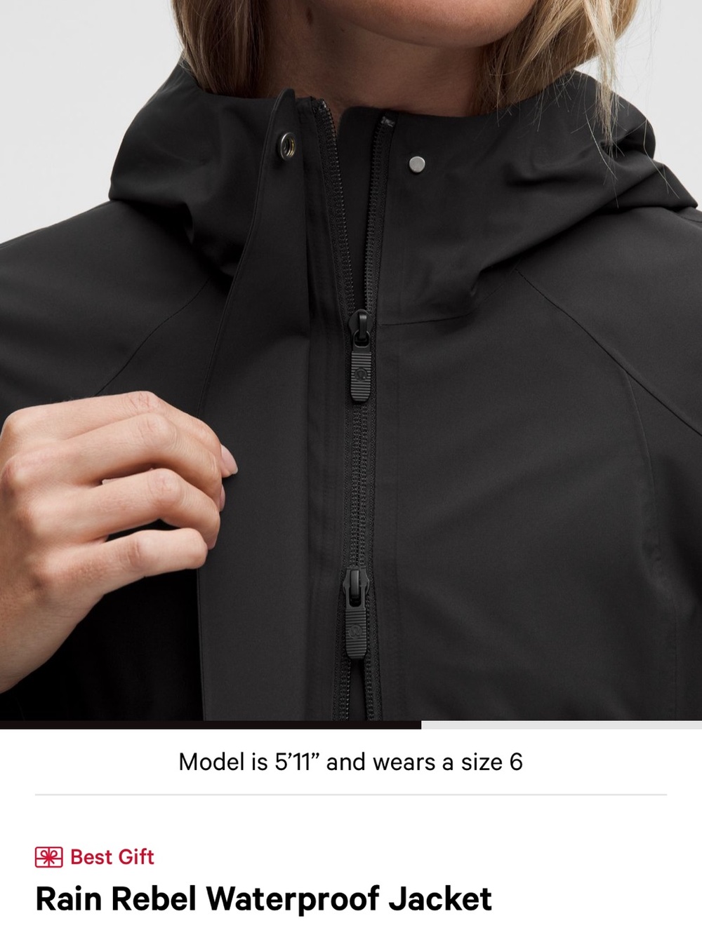 Rain Rebel lululemon athletica Black Waterproof Hooded Rain Jacket